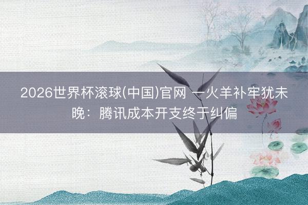 2026世界杯滚球(中国)官网 一火羊补牢犹未晚：腾讯成本开支终于纠偏
