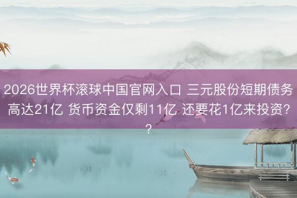 2026世界杯滚球中国官网入口 三元股份短期债务高达21亿 货币资金仅剩11亿 还要花1亿来投资?