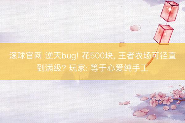 滚球官网 逆天bug! 花500块， 王者农场可径直到满级? 玩家: 等于心爱纯手工