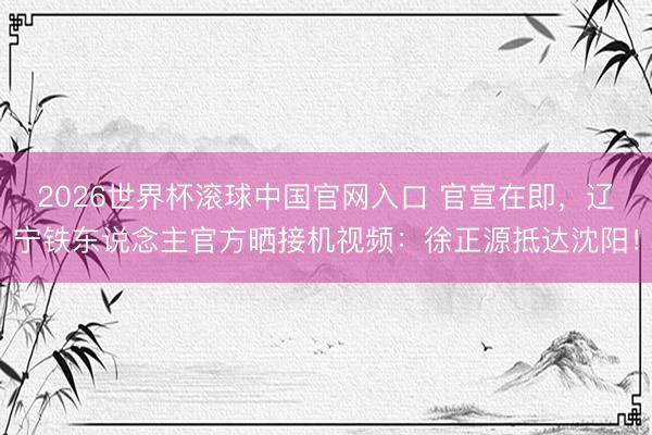 2026世界杯滚球中国官网入口 官宣在即，辽宁铁东说念主官方晒接机视频：徐正源抵达沈阳！