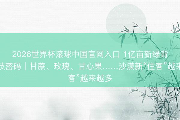 2026世界杯滚球中国官网入口 1亿亩新绿背后科技密码｜甘蔗、玫瑰、甘心果……沙漠新“住客”越来越多