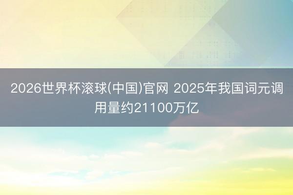 2026世界杯滚球(中国)官网 2025年我国词元调用量约21100万亿