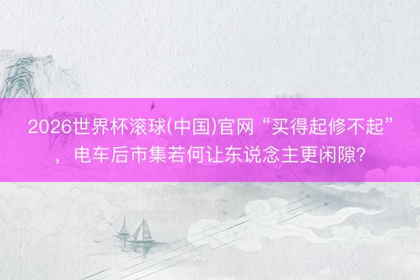 2026世界杯滚球(中国)官网 “买得起修不起”，电车后市集若何让东说念主更闲隙？